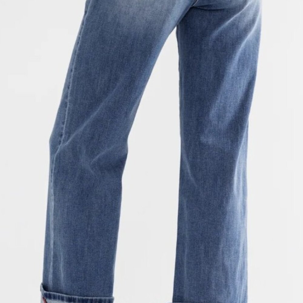 MICA-High Rise Wide Leg Jeans with Cuffed Hem - Picture 3 of 5